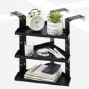 3 Tier Large Cubicle Corner Shelf, Office Cubicle Storage Organizer Accessories, Adjustable Corner Shelf with Hooks