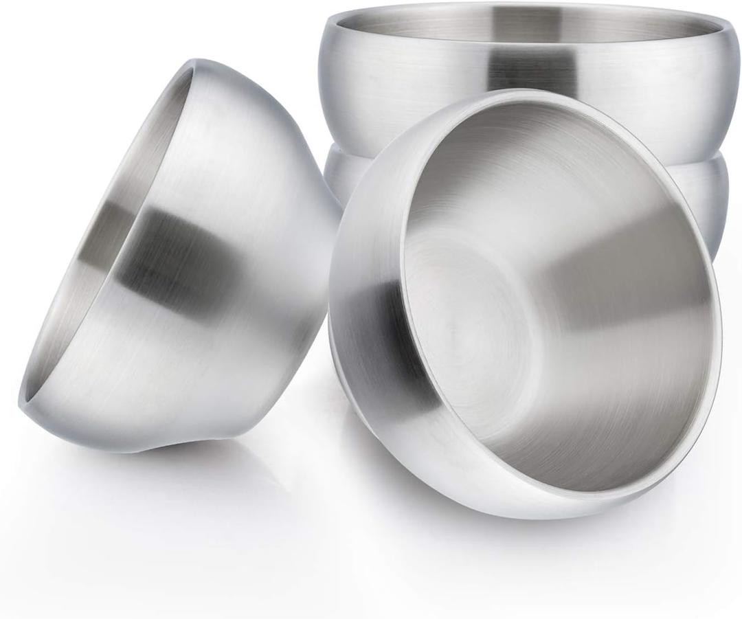 HaWare Heavy 18/8(304) Stainless Steel Bowls(Double Walled), 12 oz Kids Toddlers Feeding/Soup/Snacks Bowls, Unbreakable and Dishwasher Safe(4 Pack)