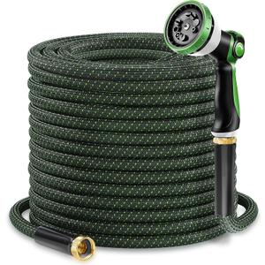 Garden Hose 50ft - Lightweight Water Hose, with 10-Pattern Nozzle, Triple-Layer Construction, All-Weather Hose,Flexible and Anti-Kink, Durable for Watering, Outdoor Use