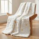 Horaldaily Spring Summer Blanket Throw, White Sunflower Soft Fuzzy Plush Faux Fur Cozy Blankets for Couch Sofa Bed Lounging, Ideal Gifts for Kids Adults Wife Self, 50x60