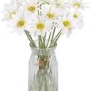 IPOPU 15pcs Daisies Artificial Flowers Faux White Daisies Flowers 12" Fake Wildflowers Flower Silk Flowers for Floral Arrangements Wedding Home Garden Decor (White)