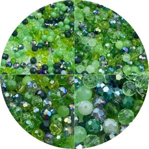 550pcs Round Crystal Glass Beads 3mm 4mm 6mm 8mm Round Faceted Spacer Beads for Jewelry Making Bracelet Earring Necklace Wind Chimes Suncatchers DIY Craft Making Supplies (Green Series)