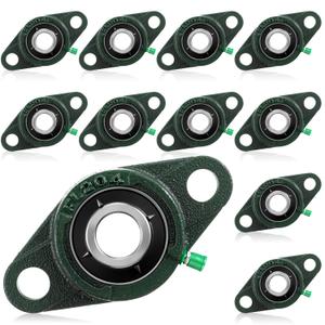 Threlaco 10 Pack UCFL204-12 Pillow Block Bearing 3/4 in Bore Shaft Flange Mount Ball Bearing Unit 2-Bolt, Self Aligning Cast Iron Housing, Set Screw Locking Style Flange Pillow Block