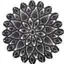 Phantomon 20 Inch Lace Doilies Table Placemats Handmade Crochet Cloth Round Coasters Knitted Doilies for Tables Sofa Cover, 100% Cotton (Black)