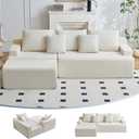 Boneless Couch, L Shaped Cloud Couches for Living Room, Comfy Fluffy Modular Sectional Sofa, Deep Seat Memory Foam Lounger with Left Facing Chaise, Free Combination, Beige