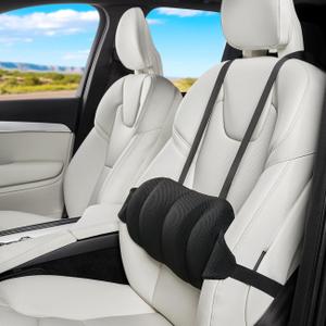 Veitail Lumbar Support Pillow for Car,Back Support for Car Seat Cushion,Adjustable Straps Securely Fixed Car Lumbar Support Pillow for Office Chair (Black)