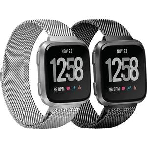 2 Pack Metal Bands Compatible with Fitbit Inspire 2 /Fitbit Inspire HR/Fitbit Inspire Bands for Women Men, Adjustable Replacement Stainless Wristbands for Fitbit Inspire 2 (Black+Silver)