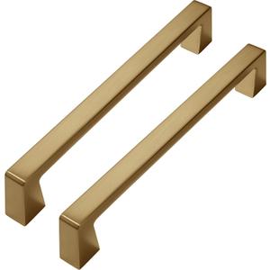 6 Pack Gold Cabinet Pulls Brushed Brass Cabinet Pulls - Gold Drawer Handles Modern Dresser Drawer Hardware Zinc Alloy Pulls for Kitchen 6-5/16 Inch(160MM) Hole Centers