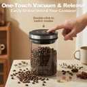 Vacuum Coffee Canister, Airtight Coffee Container with Graduated Scale and Vacuum Duration Display. Features Transparent Borosilicate Glass Construction and a 1.6L Large Capacity