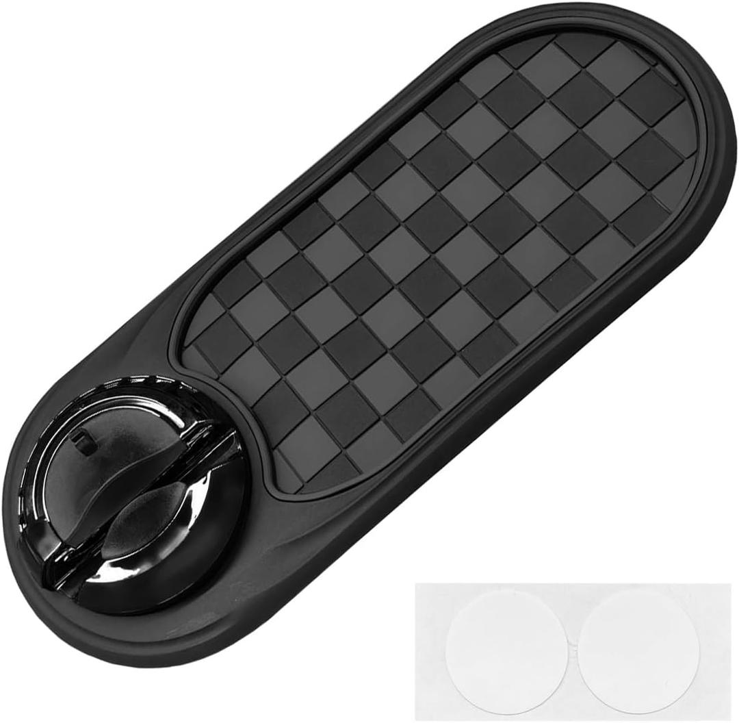 Multifunction Car Anti-Slip Mat, Rotatable Vehicle Phone Holder with Temporary Parking Number, Universal Auto Dashboard Organizer Pad Accessory for Phones, Sunglasses, Keys (Grey/Black)