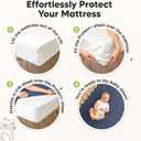 2-Pack Waterproof Crib Mattress Protector Cover Fitted - Quiet Baby Crib Mattress Pad Sheets, 52" x 28" Soft Quilted Cotton Baby Sheet, Machine Washable, Easy Fit, Durable (Soft White/Mavy)