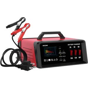 NOONE 2A/10A Car Battery Charger, 6V/12V Battery Charger Automotive, Motorcycle Trickle Charger, Desulfator Float Charger and for AGM, EFB, STD,Lead Acid Batteries