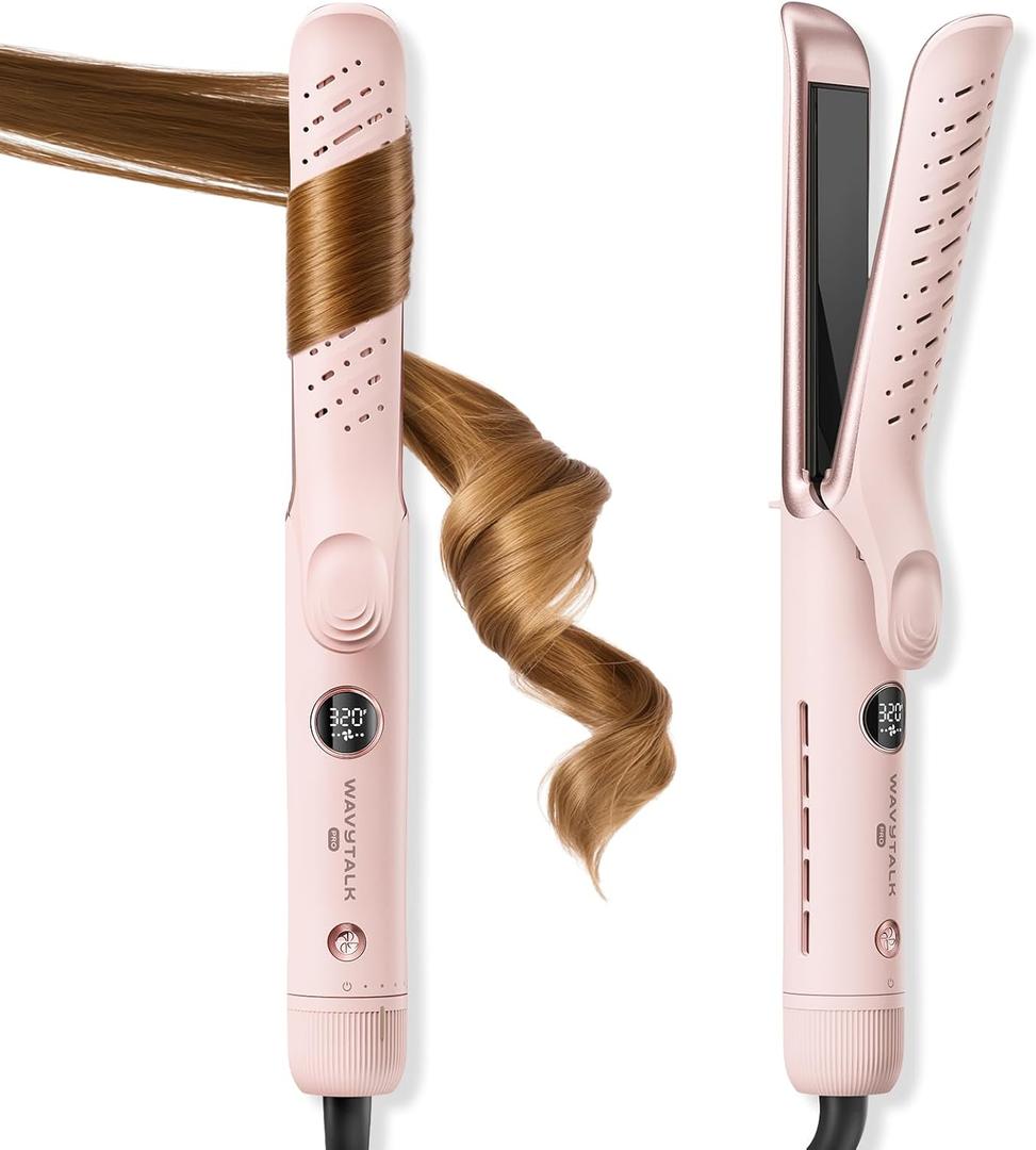 Wavytalk Airflow Styler Whirlwind Curl, Hair Straightener and Curler 2 in 1, Upgraded Curling Iron & Flat Iron Achieve One Pass Curl, Less Damage to Hair