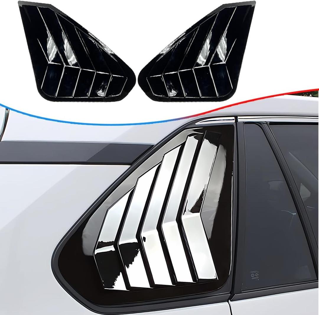 Window Louver，MUXEE 2Pcs Side Vent Window Louvers for Toyota RAV4 2019 2020 2021 2022 2023 2024 2025, ABS Print Sport Louver Decorative Covers, Exterior Trim Accessories - Bright Black