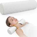 Cervical Memory Foam Neck Roll Pillow Support Pillows for Sleeping 3.9in H Small Round Circle Pillow Cylinder Pillows for Neck Back Lumbar Leg Yoga Pain Relief (White M)