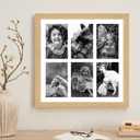 13x13 Collage Frame with 6 Openings 4X6 Pictures, Multiple Picture Frame with Mat, Wall or Tabletop Decor, Natural Wood Grain,2 Pack