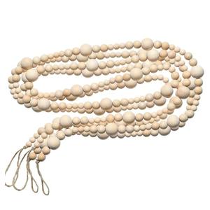 Christmas Wood Bead Garland, Creative Wooden Garland for Valentine's Day Decor, Farmhouse Wall Home Rustic Country Natural Holiday Decoration Hanging Prayer Beads