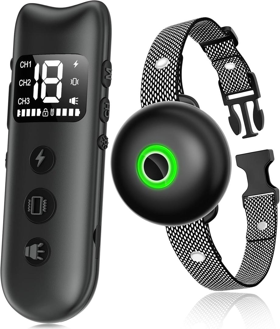 Dog Shock Collar, Dog Training Collar with Remote 2600FT, IPX7 Waterproof Rechargeable E-Collar, 3 Training Modes for Medium Large Dogs (Black)