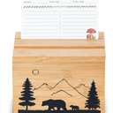 dgudgu Bamboo Recipe Box With Cards And Dividers -Cute Recipe Card Box Decorative Laser Engraved Bear Image, Recipe Card Box With Two Recipe Card and Phone Holding Grooved