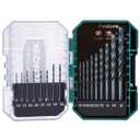 3-Flute Cobalt Drill Bit Set, M35 Metal Drill Bits for Metal and Steel, Oxynitride Coated, 3-Flats Shank, 135 Degree Split Point, for Hardened Steel, Stainless Steel, 17-Piece, 1/16"-3/8"