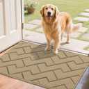 Hicorfe Front Door Mat Outside Entrance,24"x35" Absorbent Muddy Dirt Resist Welcome Door Mats Outdoor Indoor,Stain and Fade Resistant,Non Slip Backing Entry Mat Doormat for Entryway (Beige)