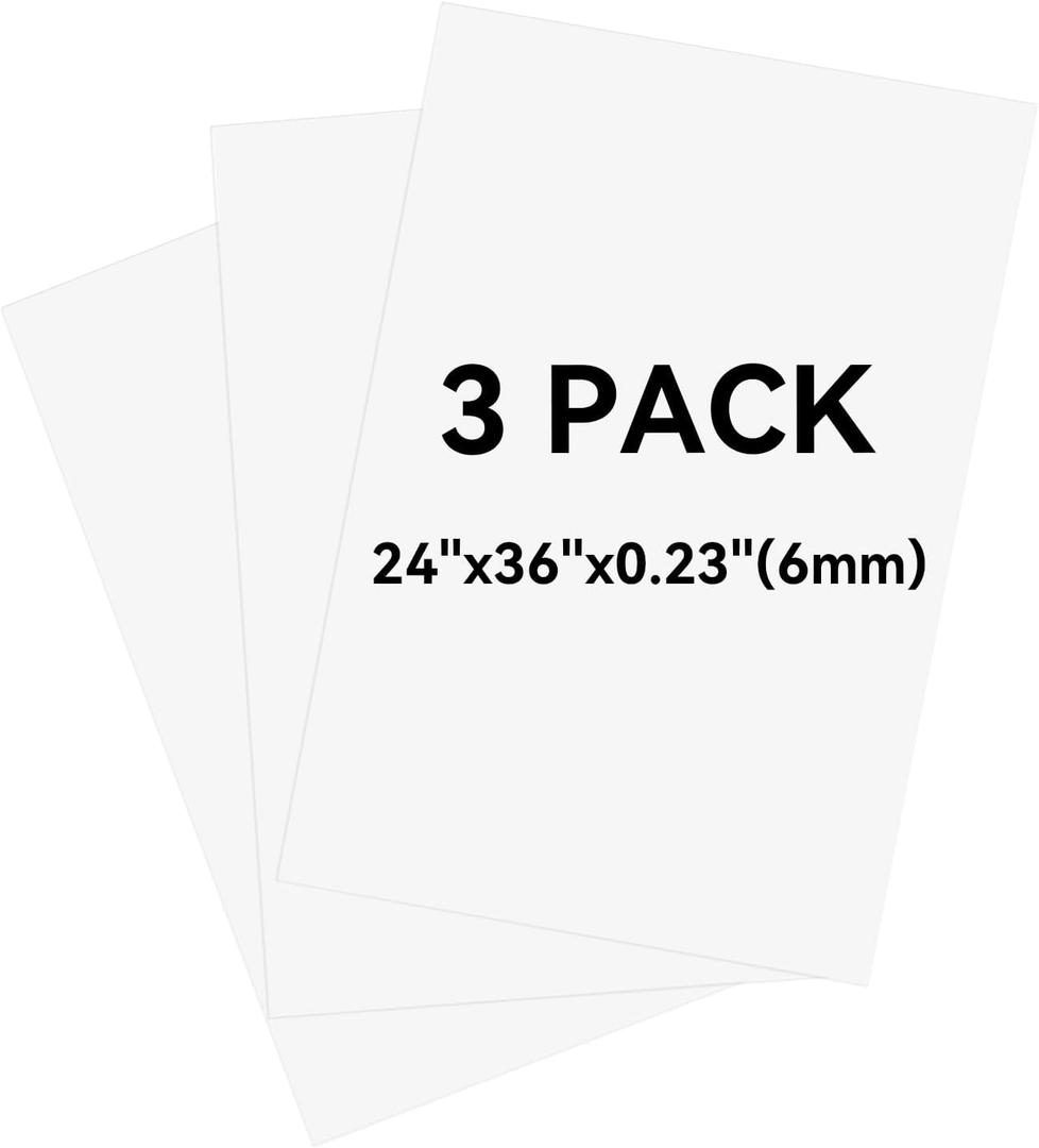 3 Pack White Foam Board 24"x36", 0.23" Thick Foam Core Board for Projects, White Poster Board for Painting, Displaying, and Craft Projects
