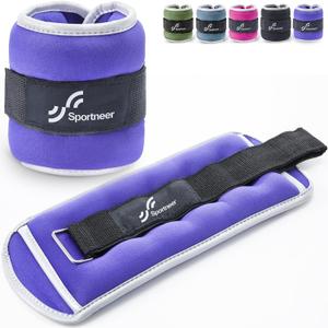 Sportneer Ankle Weights Wrist Weights Pair of 1/2/4/6/10 LBS for Men Women Kids Strength Training Wrist and Ankle Weights Set with Reflective Strips for Dancing Running Walking Fitness Workout Gym (Purple)