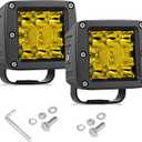 Yellow Fog Lights, 2Pcs 3 Inch 80W Amber LED Pods LED Cube Driving Lights Spot Flood Combo Off Road Ditch Light Pods for Truck Pickup Motorcycle ATV UTV SUV RZR Boat