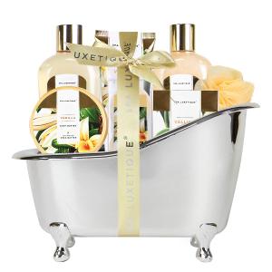 Gifts for Women, Spa Luxetique Spa Gift Baskets for Women, 8 Pcs Vanilla Bath Gift Sets, Vanilla Gift Baskets, Valentine's Day Gifts
