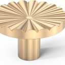 Chibery 10 Pack Gold Cabinet Knobs, 1-15/32 Inch (37.2mm) Drawer Pulls, Solid Round Single Hole Handles, Sunflower Modern Brass Door Knobs for Kitchen Cupboard, Dresser, Chest of Drawers, Zinc Alloy