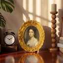 Vicenpal 6 Pcs Gold Tiny Picture Frame 2.6 x 1.8 Inch Small Vintage Oval Picture Frames Stylish Baroque Ornate Antique Resin Oval Table Display for Home Wedding (Vintage Style)
