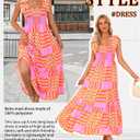 CURBODO Women's Summer Maxi Dress Boho Spaghetti Straps Casual Long A-line Smocked Beach Dress Square Neck Flowy Sun Dress, L