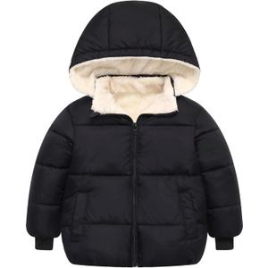 TUONROAD 1-6T Baby Girl Boy Winter Fleece Coats Toddler Warm Puffer Jackets Kids Down Alternative Outerwear (2-3T, Black)