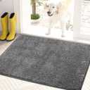 PURRUGS Dirt Trapper Door Mat 24" x 35.5", Non-Slip Machine Washable Entry Rug, Shoe Scraper, Dog Doormat, Super Absorbent Welcome Mat for Front & Back Door, Muddy Shoes & Paws, Light Grey-Dark Grey