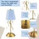 2 Pack Small Gold Bow Table Lamp 12 Inch for Girl's Bedroom Cute Coquette Bow Table Lamp with Fabric Shade Modern Decorative Bedside Light Small Princess Desk Lighting Boho Living Room (Blue)