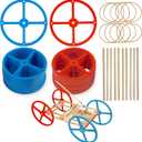 Large Plastic Toy Project Wheels and Axles, for Mousetrap Car and Rubber Band Car Projects, 20 Wheels, 20 Rubber Bands, 10 Dowels (50pcs)