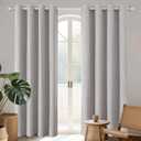 Joydeco Black Out Curtains 84 Inch Long 2 Panels Set, Greyish White Thermal Insulated Burlap Curtain & Drapes, Grommet Room Darkening Textured Drapes for Bedroom Living Room