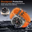 2 x Amizee Rugged Case Compatible with Samsung Galaxy Watch Ultra (2025/2024) 47mm with Back Cover, Metal Bumper Ultra Thin Shockproof Protective Cover for Galaxy Watch 7/8 Ultra, Gray/Orange