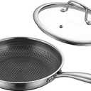 8" Non-Stick Frying Pan with Lid Tri-Ply Stainless Steel Pan with Stay-Cool Handle Oven & Dishwasher Safe For Induction, Ceramic & Gas Stovetops
