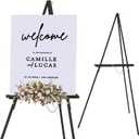 Falling in Art 65" A-Frame Tripod Easel Stand, Wooden Display Easel with Adjustable Canvas Holder, Floor Easel for Wedding Signs, Posters, Paintings, Artwork(Black) 1 Pack