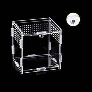 AWXZOM Magnetic Acrylic Case, micro habitat small Tarantula Enclosure enclosure for arboreal Tarantula Scorpion Sling Lizards Mantis Snake Gecko jumping spider snail Insect Isopods (4.7*4.7*7.8 inch)