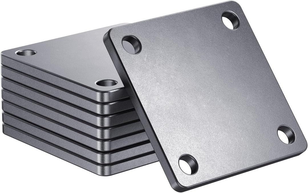 8 Pcs 3"x3" Q235 Carbon Steel Square Plates, 0.2" Thick with 4 Pre-Drilled 0.43" Holes, Heavy Duty Metal Base Plates for Structural Support, DIY & Industrial Applications