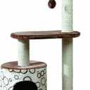 TRIXIE Casta Cat Tree with Condo | 2 Platforms | Dangling Cat Toy, Brown, 21.5 x 13.75 x 37.25 in.