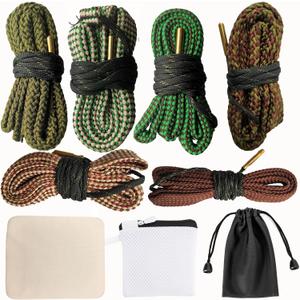 Gun Snake Cleaner, Barrel Rope for Handguns and Rifles .22 .223 & 5.56mm/.22.357.38.380, 9mm/.30 308 30-06 303 7.62mm,Gun Cleaning Kits with Gun Cleaning Cloth,Gun Cleaning Supplies