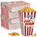 Covzoe 100 Pack Popcorn Box, 46 Oz Large Open Top Popcorn Containers Disposable, 7.9 Inch Tall Classic Stripe Popcorn Bowls Bucket Bulk for Movie Night, Paper Treat Snack Box for Party Decorations