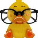 Cute Wooden Animal Glasses Holder Carving Sunglasses Eyeglass Display Stand Rack Home Office Desktop Decoration Gift for Kids (Yellow Duck)