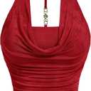 SOLY HUX Women's Plus Size Halter Draped Front Backless Tank Top Sleeveless Y2k Crop Tops (3X-Large Plus)