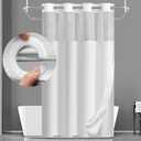 YellyHommy Stall No Hook Shower Curtain with Snap in Fabric Liner Set Less Time White Waffle Shower Curtain for Bathroom 75" L x 60" W