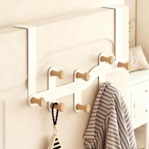 HomeBeyond Over The Door Hooks, Heavy Duty Double Bathroom Towel Rack, 8 Wooden Hooks, Door Hanger Holder for Coat Robe Hat Clothe Towels, Rack for Bathroom, Bedroom, Kitchen
