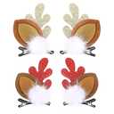 2 x Boobeen Christmas Hair Clip - 2 Pairs Cute Reindeer Antlers Ears Hair Accessory Antlers Headdress Hairpin for Christmas Party